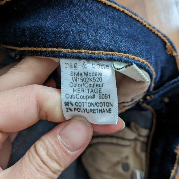 RAG & BONE Skinny Dark Wash Heritage Mid Rise Jeans Size 25 - Picture 10 of 10